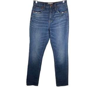 Madewell Women's Blue Jeans High Rise Slim‎ Boyjean Size 25x30.5 Distressed